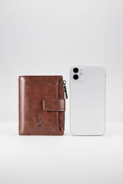 Card Holder Wallet LuxVault RFID — Zipper Genuine Leather - Slim Profile Front Pocket Wallet