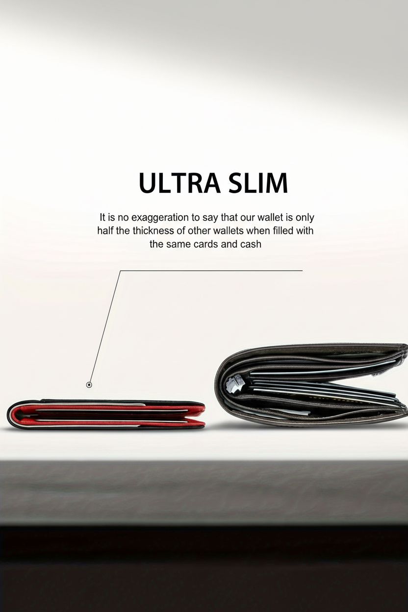 Bifold Wallet SlimFold RFID — Blocking Leather for Men - Genuine Leather Bifold Wallet Open View