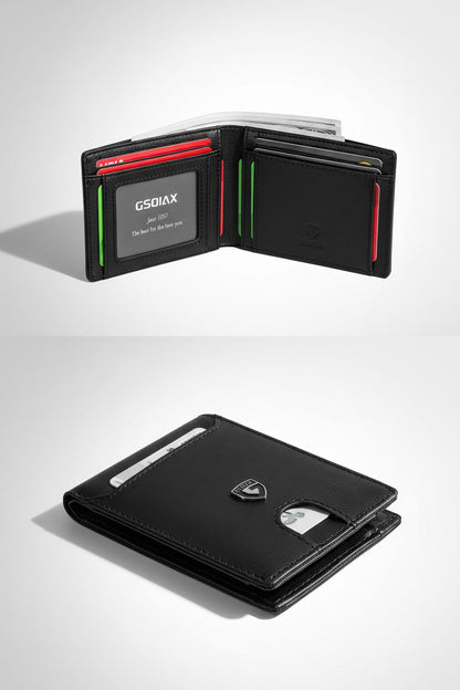 Bifold Wallet SlimFold RFID — Blocking Leather for Men - Slim Profile Front Pocket Wallet