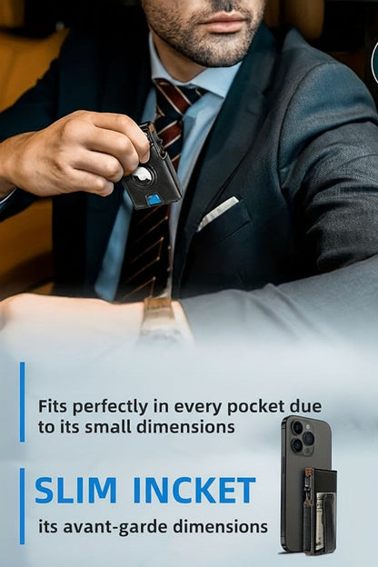 Card Holder Wallet PickupGuard — RFID Blocking Genuine Leather - Card Slots and ID Window Detail