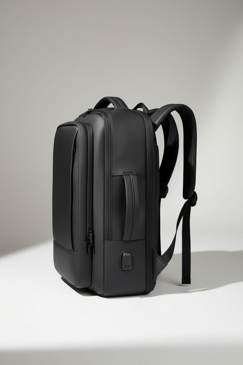 Laptop Backpack UrbanFlex Pro — Smart Organization for Everyday Use - USB Charging Port Waterproof Backpack Side View