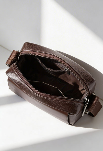 Elegant Microfiber Leather Men's Shoulder Bag - Bag Size and Capacity Reference