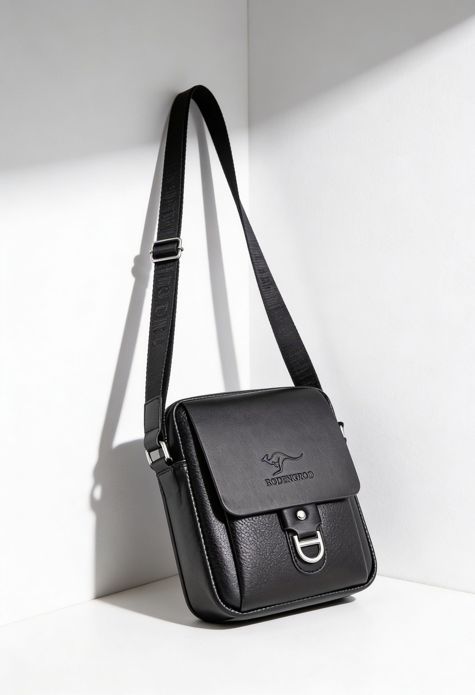 Elegant Microfiber Leather Men's Shoulder Bag - Side Profile Messenger Bag