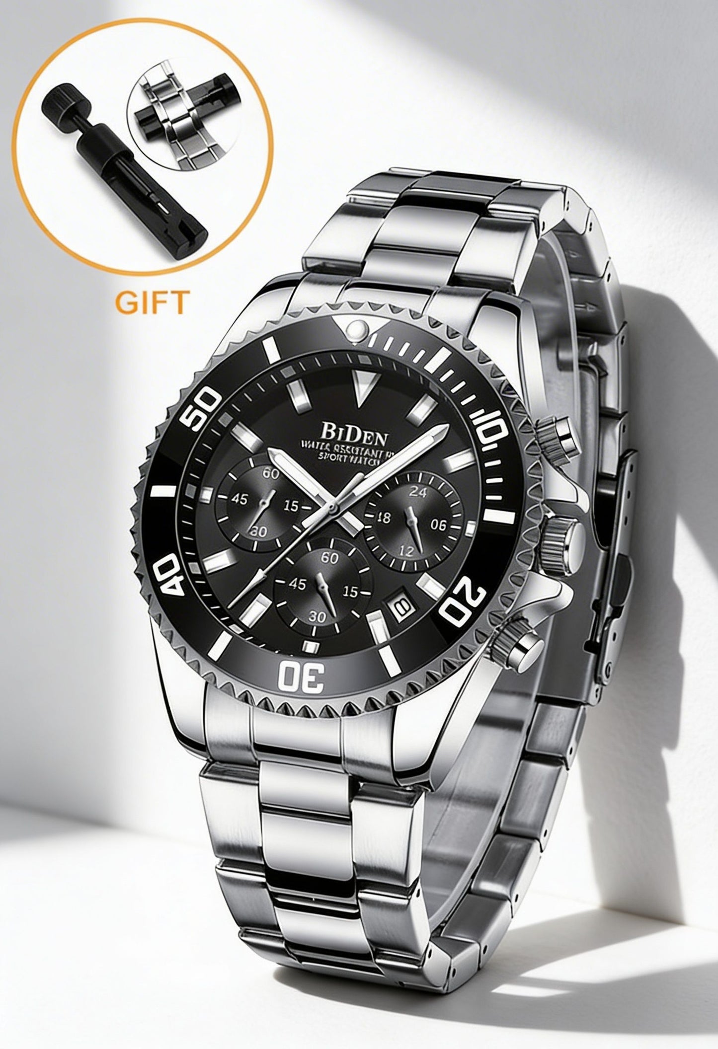 Sophisticated Stainless Steel Dive Watch - 43mm Chronograph