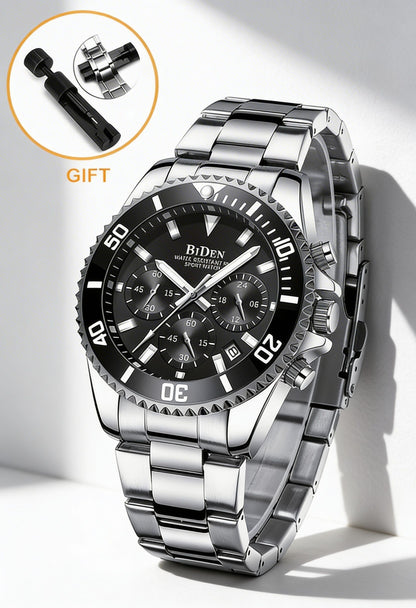 Sophisticated Stainless Steel Dive Watch - 43mm Chronograph