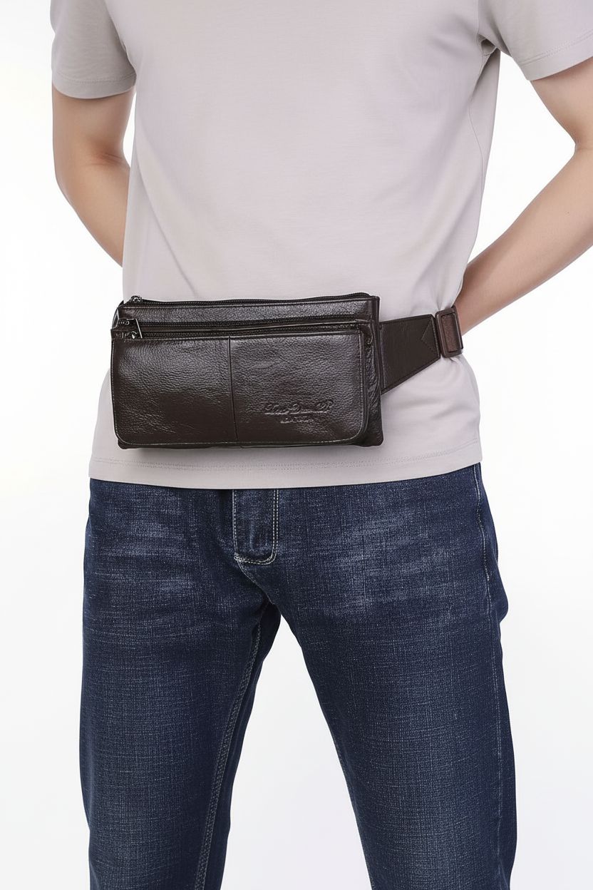 Vintage Waist Bag VintageWaist — Genuine Leather Retro Style - Adjustable Strap Detail