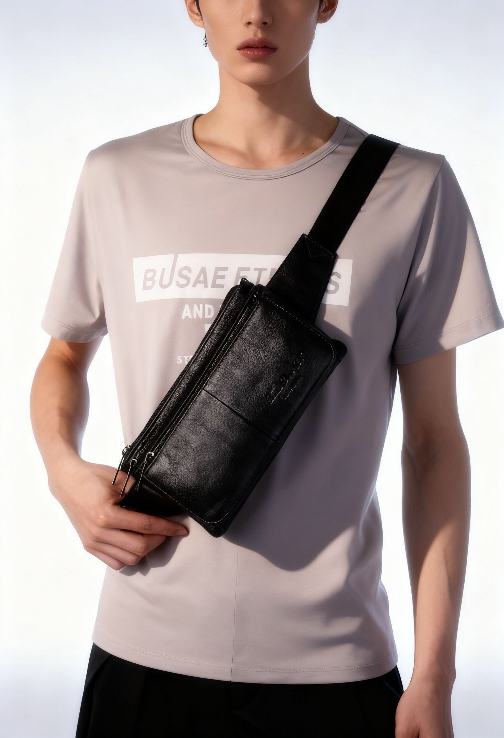 Vintage Waist Bag VintageWaist — Genuine Leather Retro Style - Shoulder Bag Front View