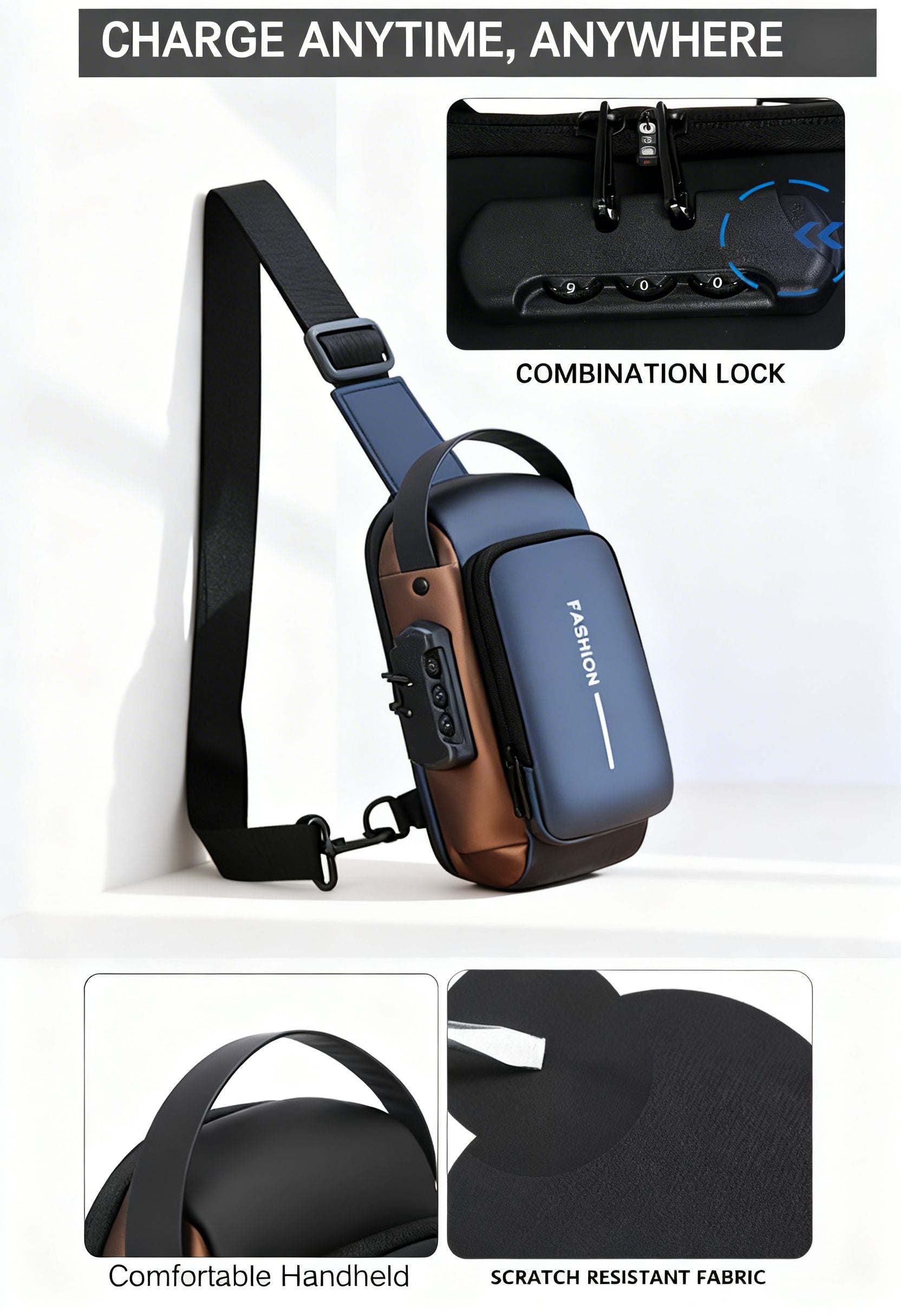 Crossbody Bag MotoCarry Oxford — Stylish Motorcycle-Style Chest Bag - Side Profile Messenger Bag