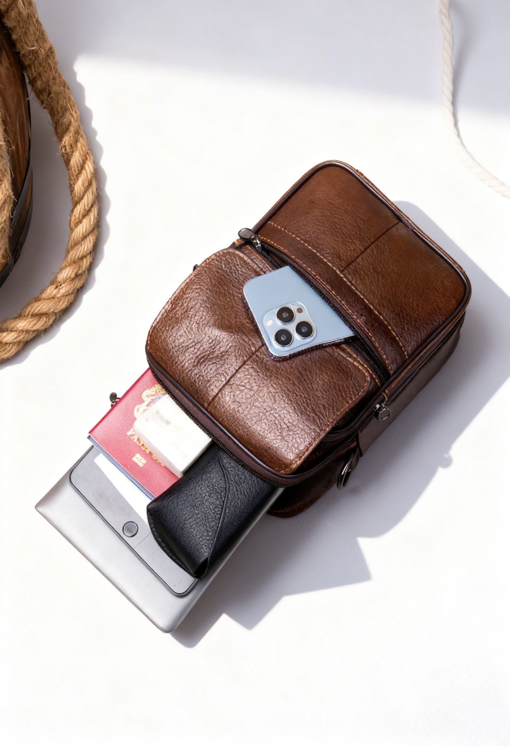 Briefcase ExecutiveBrief — Genuine Leather Business Laptop Bag - Briefcase Handle and Hardware