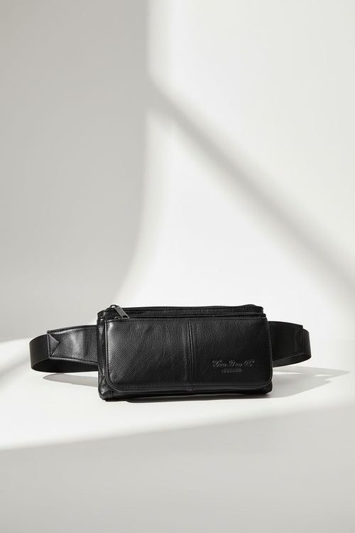 Vintage Waist Bag VintageWaist — Genuine Leather Retro Style - Black - Men's Bag