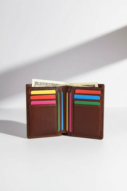 Bifold Wallet SafeHide Pro — Anti-Theft RFID Blocking Leather - Card Slots and ID Window Detail