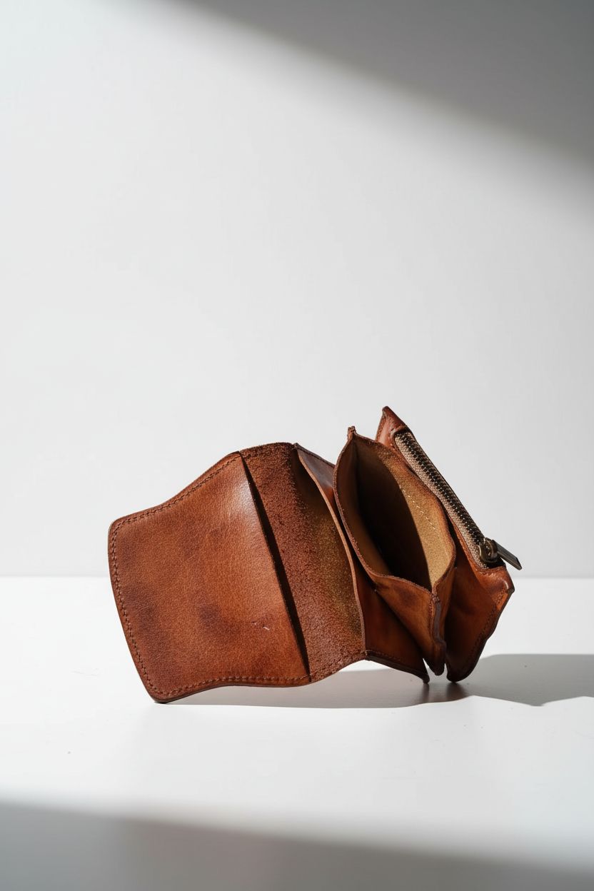 Handcrafted Wallet ArtisanFold — Vegetable-Tanned Top-Grain Leather - Genuine Leather Bifold Wallet Open View