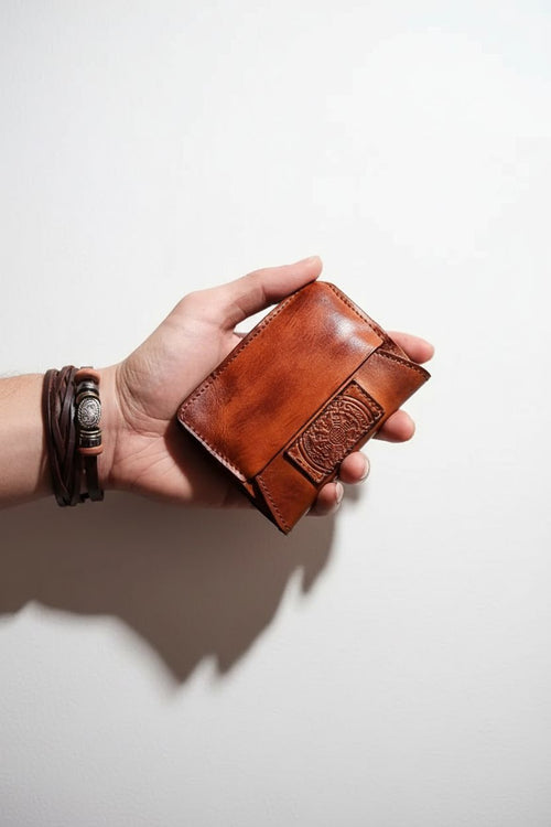Handcrafted Wallet ArtisanFold — Vegetable-Tanned Top-Grain Leather - Retro Brown - Men's Wallet