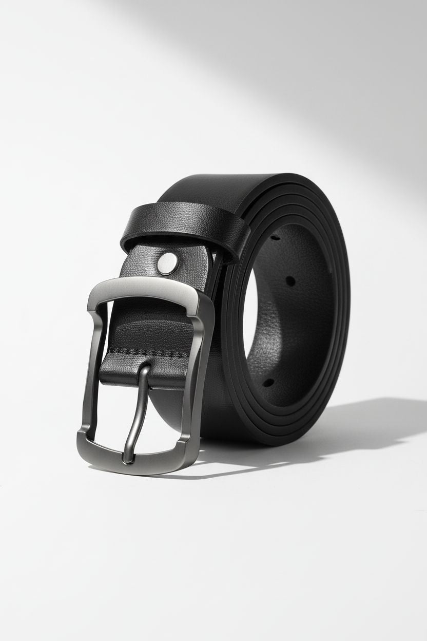 Belt & Wallet Set TrioStyle Pack — Stylish Business Belt + Wallet + Keychain - Card Slots and ID Window Detail