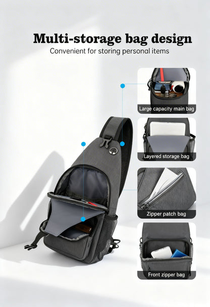 Sling Bag SlingSport Pro — Lightweight Outdoor Crossbody - Zipper and Hardware Close-Up