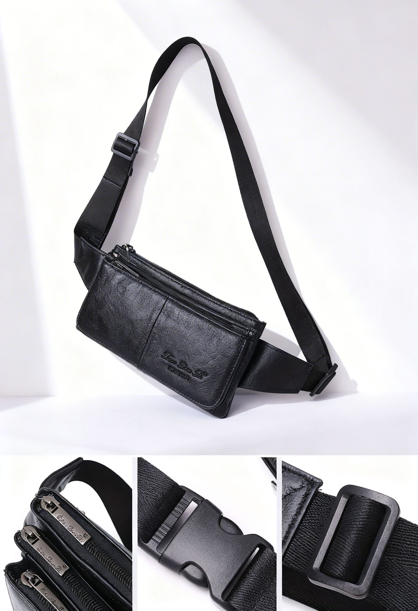 Vintage Waist Bag VintageWaist — Genuine Leather Retro Style - Side Profile Messenger Bag