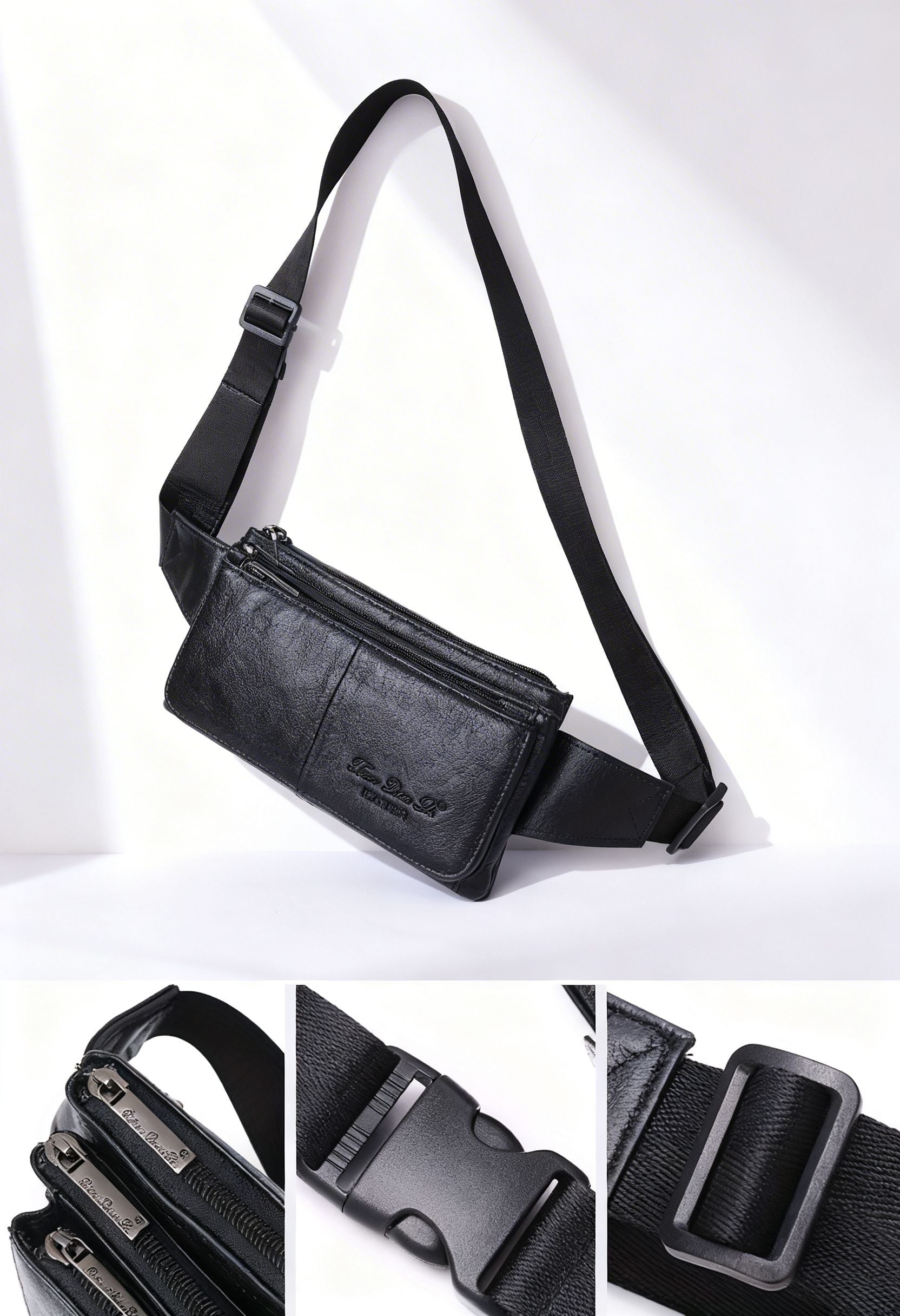 Vintage Waist Bag VintageWaist — Genuine Leather Retro Style - Side Profile Messenger Bag