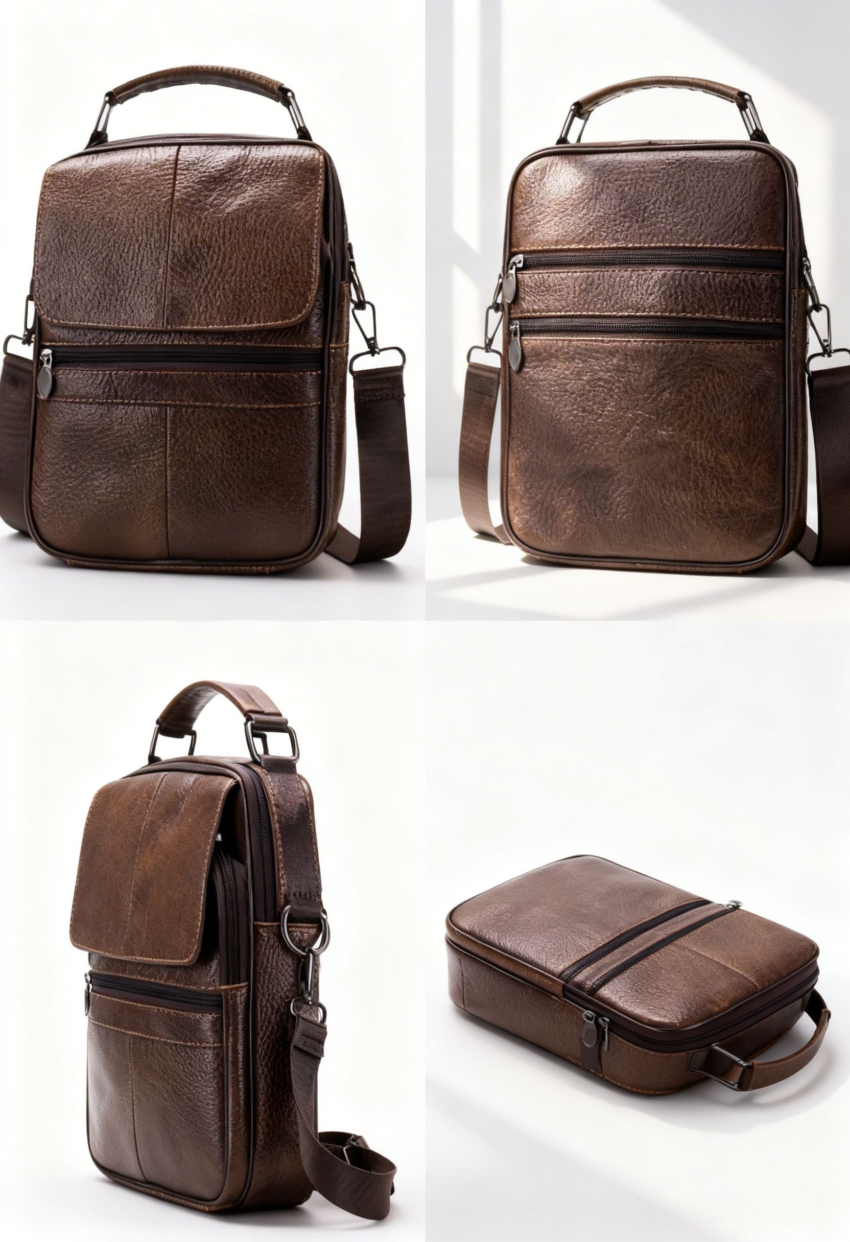 Briefcase ExecutiveBrief — Genuine Leather Business Laptop Bag - Coffee - Men's Briefcase