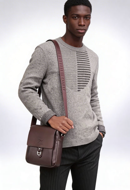 Elegant Microfiber Leather Men's Shoulder Bag - Interior Pockets and Organization