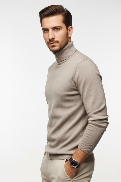 Men's Elegant Knit Sweater – Autumn/Winter Essential, Crafted with Premium Soft-Touch Fabric, Featuring a Modern Tailored Fit and Ribbed Cuff Details, Designed for Cold-Weather Comfort and Timeless Style