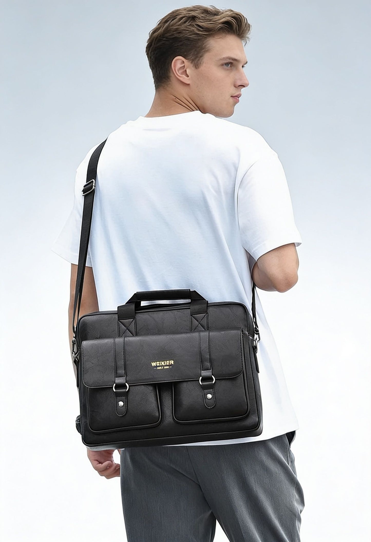 Aethel business laptop bag side view