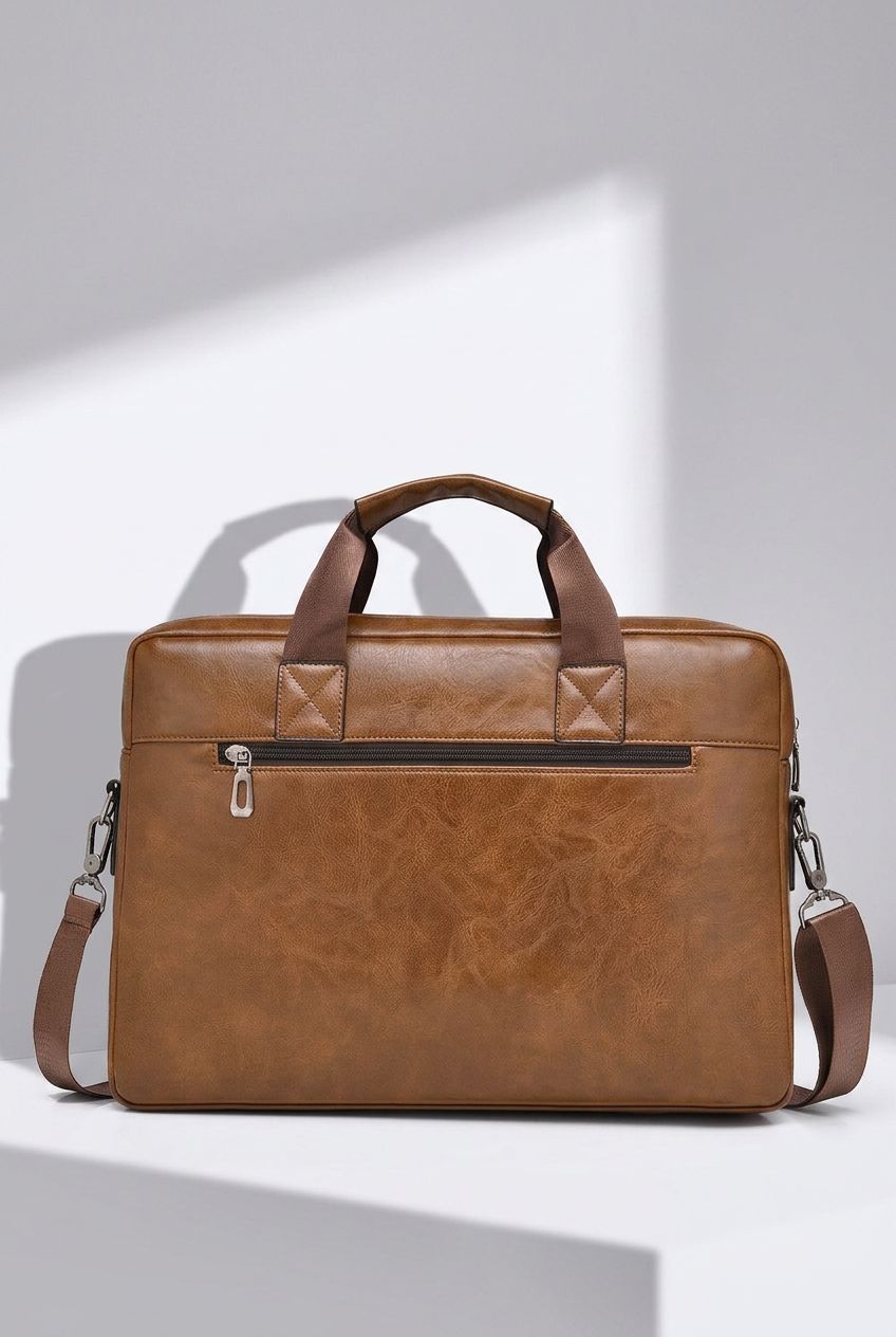 PU Leather Briefcase Aethel detail shot