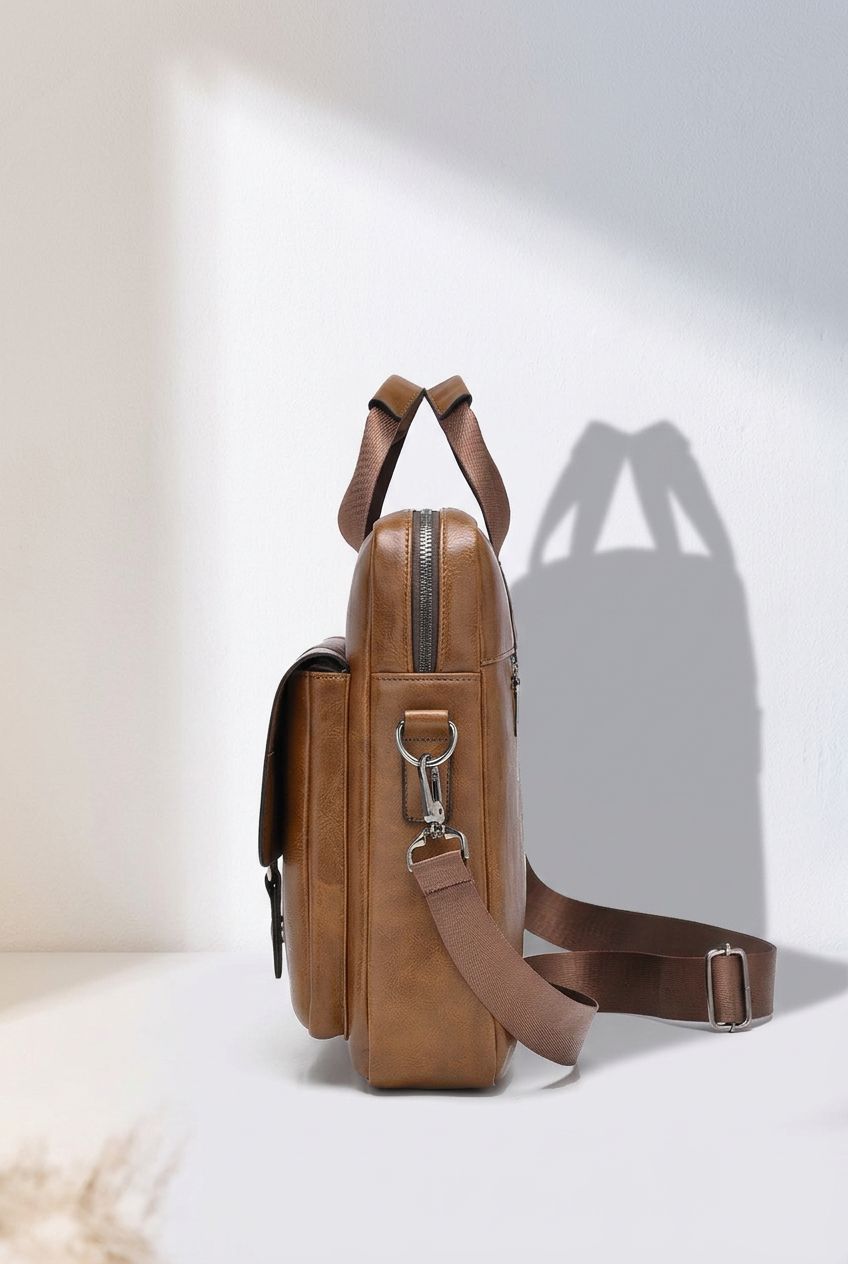Large capacity briefcase open with compartments