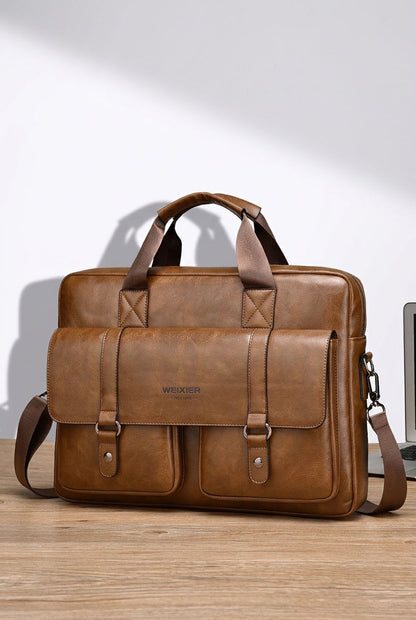 Men’s Briefcase with Laptop Storage – Durable PU Leather for Work & Travel