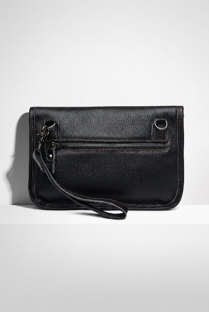 AetherCarry leather crossbody bag detail shot on white background