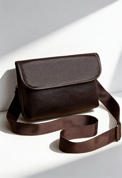 AetherCarry leather crossbody bag front view on white background
