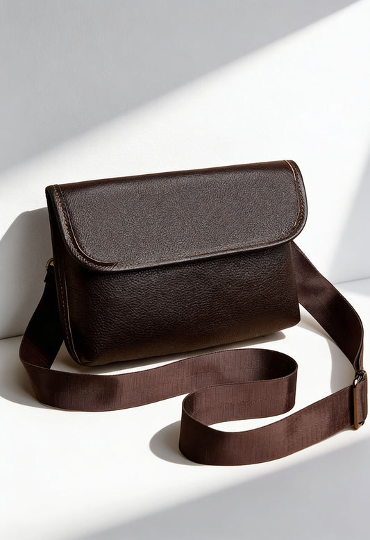 AetherCarry leather crossbody bag front view on white background