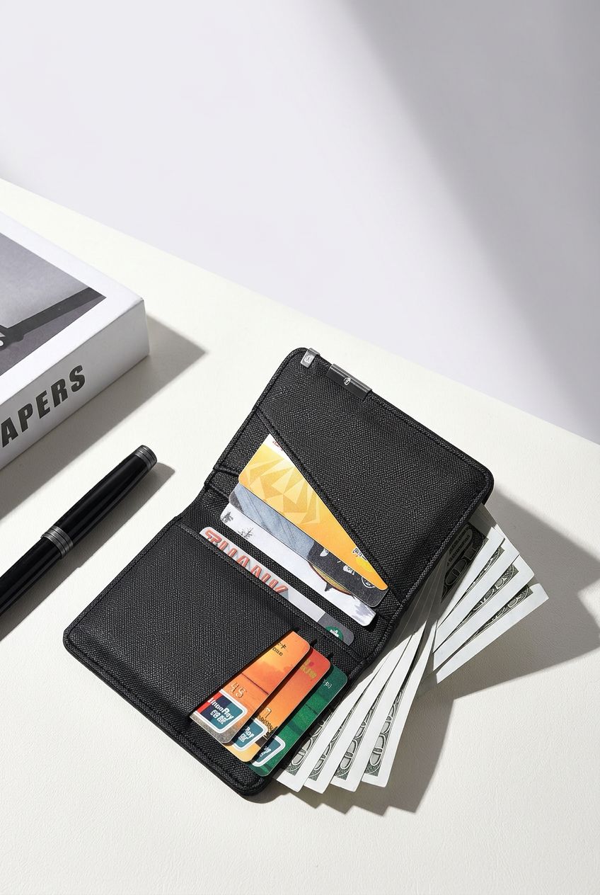 AuraFold wallet in hand showing compact size