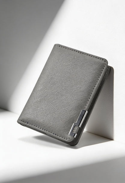 AuraFold wallet back view with RFID blocking