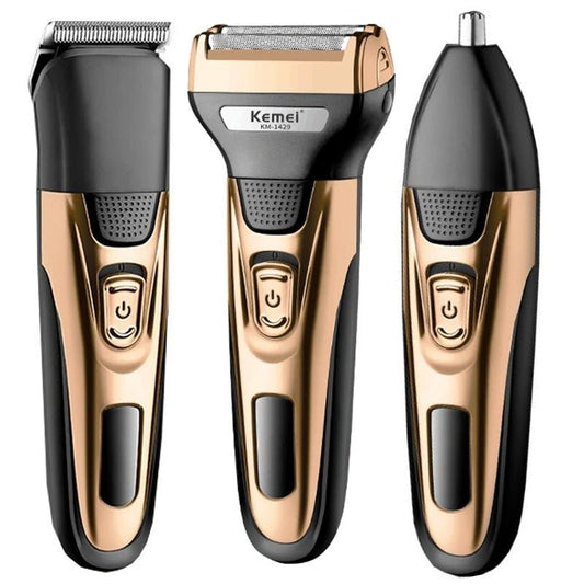 Kemei 3 In 1 Powerful Electric Shaver Facial Body Hair Trimmer Beard Shaving Machine Razor Nose Ear Hair Trimmer For Men