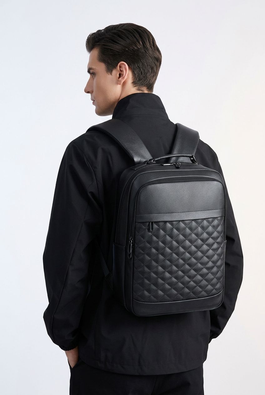 Unisex Business Casual Backpack — High-Density PU Multi-Pocket Design