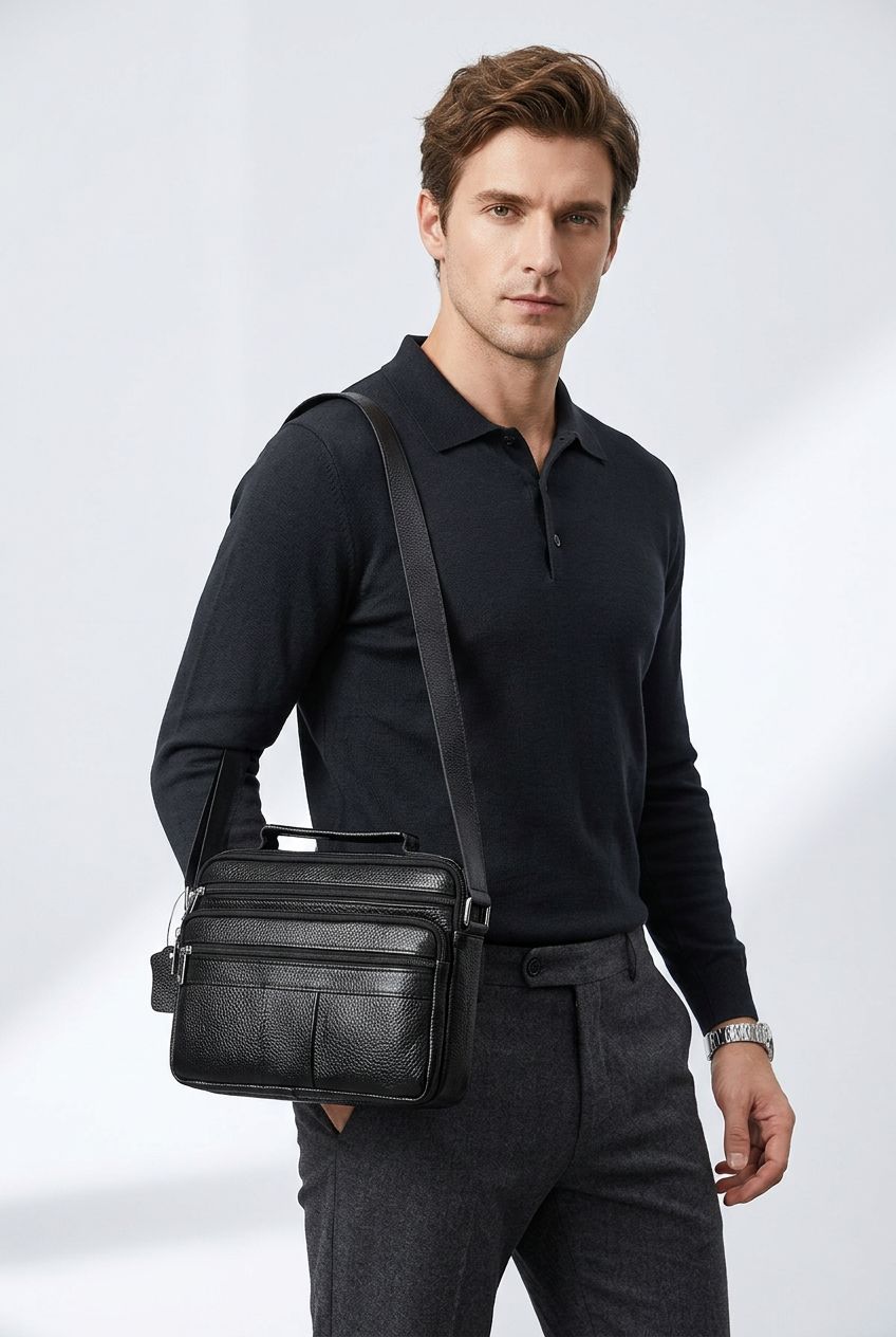 Business Messenger Bag Back — Padded Laptop Sleeve