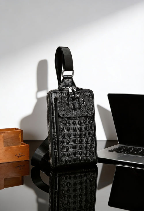 Crocodile Chest Bag Side View — Lightweight & Durable Construction