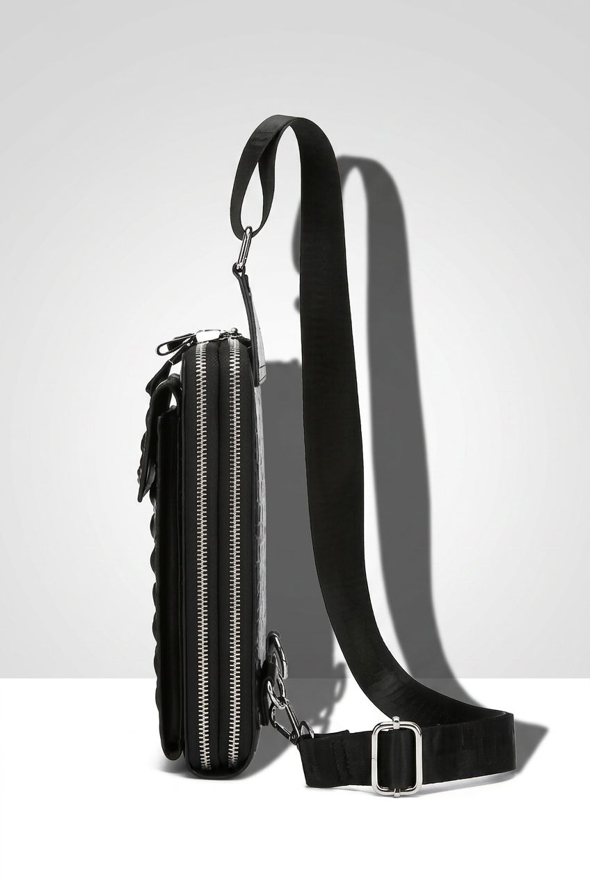 Men's Chest Bag Interior — Organized Multi-Pocket Design