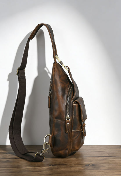 Men's Crossbody Sling Bag Front View — Compact Urban Carry