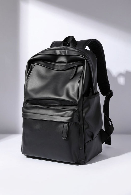Men's PU Backpack Back — Padded Back Panel & Luggage Strap