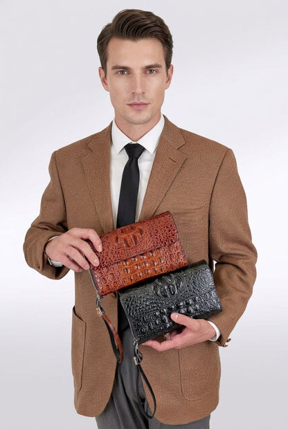 Crocodile Texture Flip Wallet for Men — Premium Card Holder