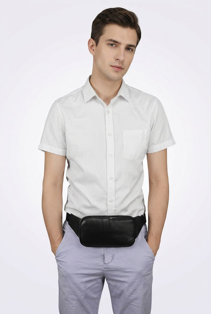 Men's Leather Crossbody Bag Side View — Slim & Lightweight Design