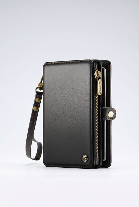 Travel Wallet PassportVault — Multi-Card Credit Card Holder - Premium Leather Texture Close-Up