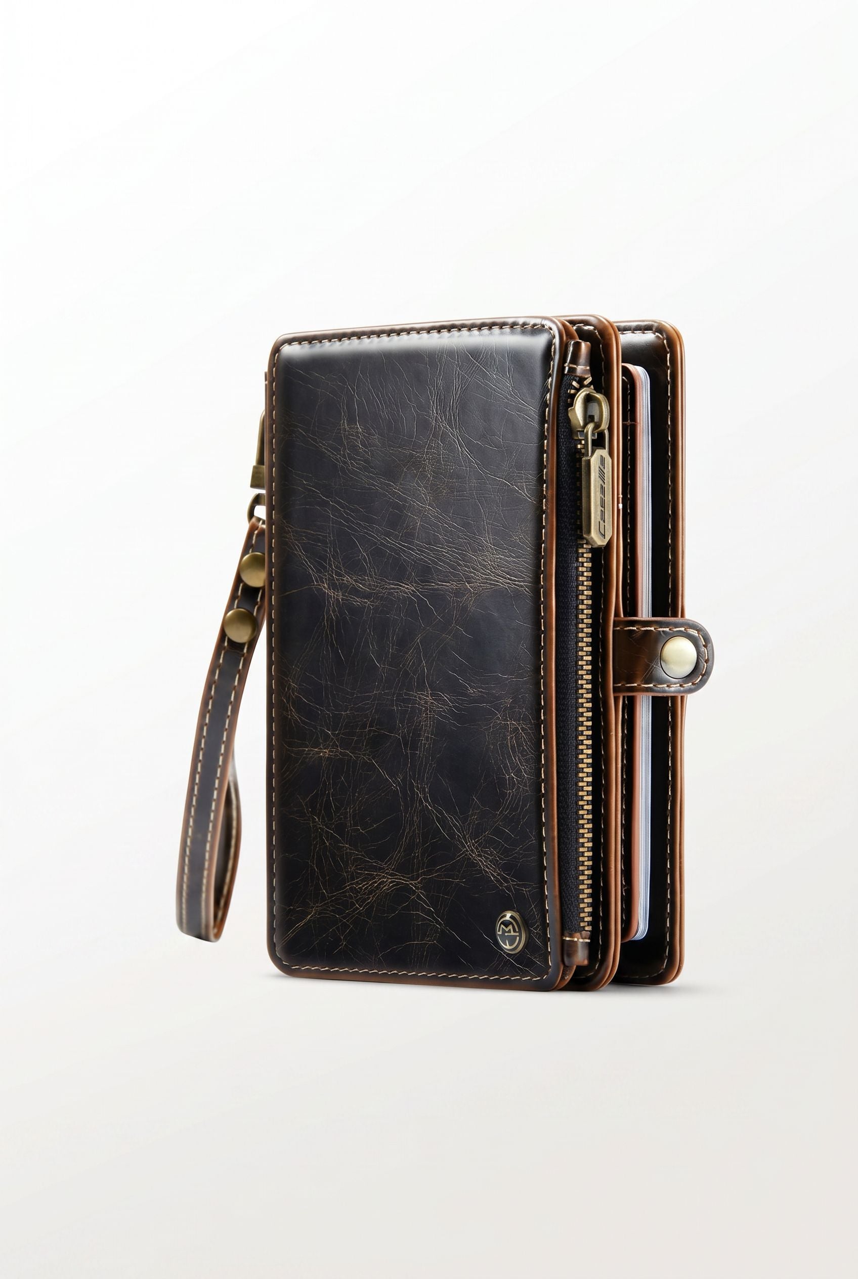 Travel Wallet PassportVault — Multi-Card Credit Card Holder - Premium Leather Texture Close-Up