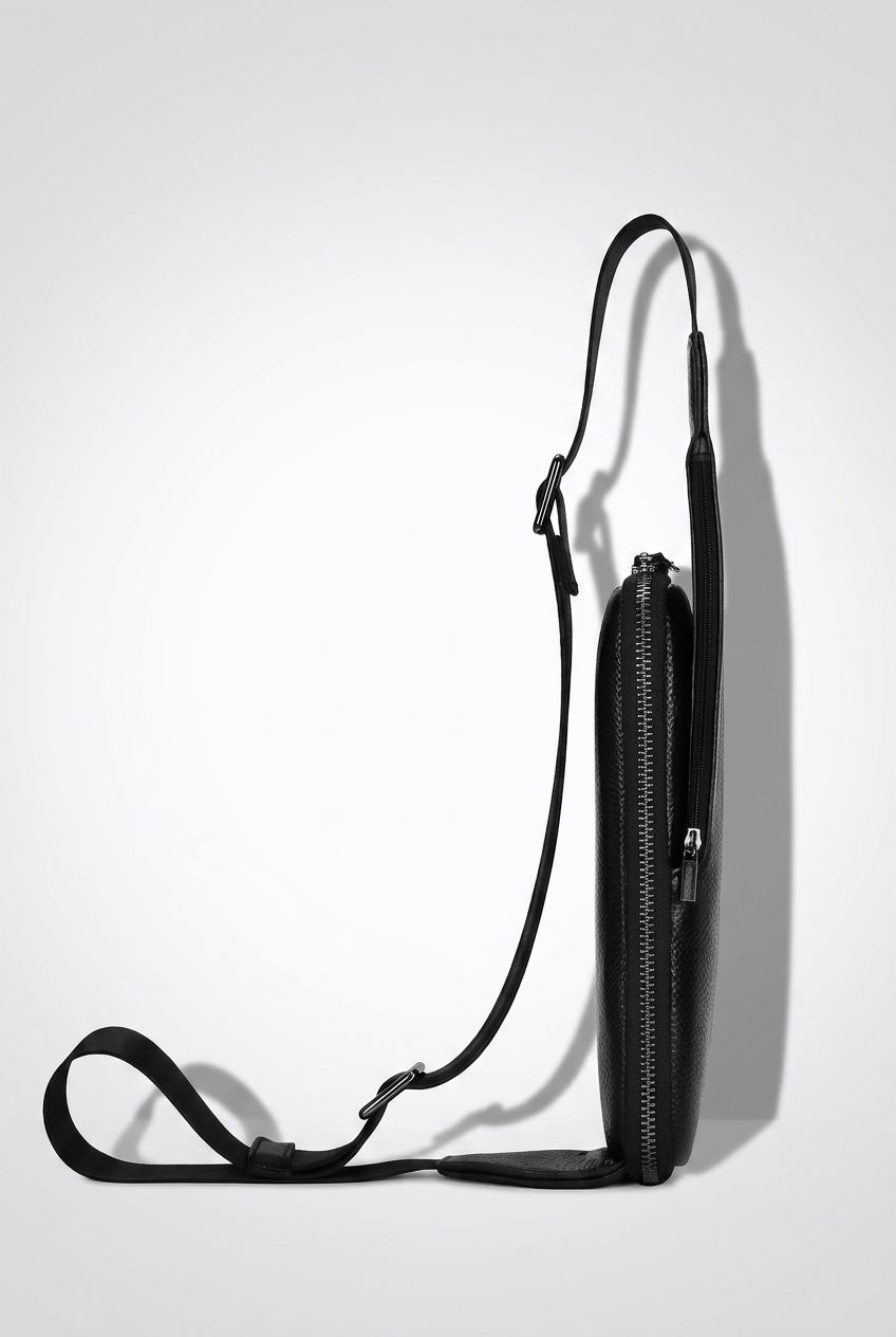Men's Crossbody Bag Detail — Durable Zipper & Quality Stitching