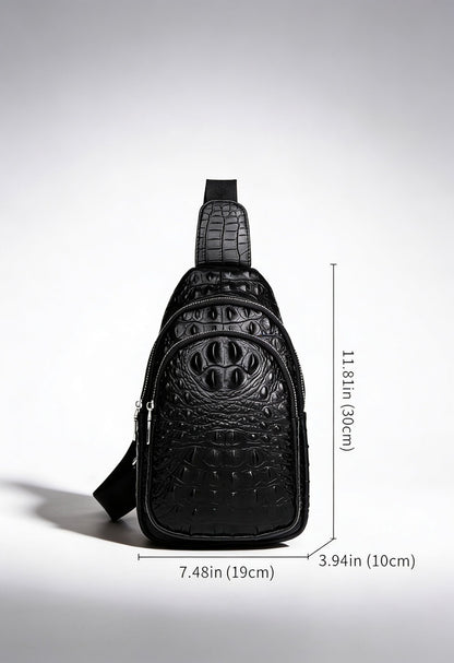 Crocodile Leather Crossbody Bag Detail — Embossed Texture Close-Up
