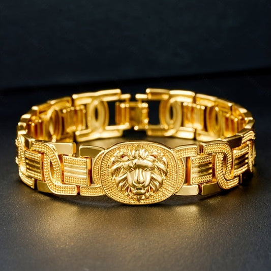 Majestic Lion Gold Bracelet - Vintage Elegance for Men - Menloft