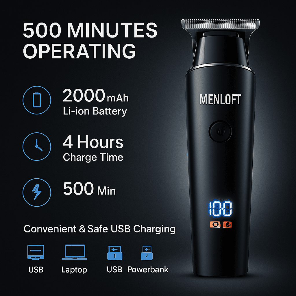 MENLOFT Elite Cordless Hair Trimmer with LED Display Unlimited offer - Menloft