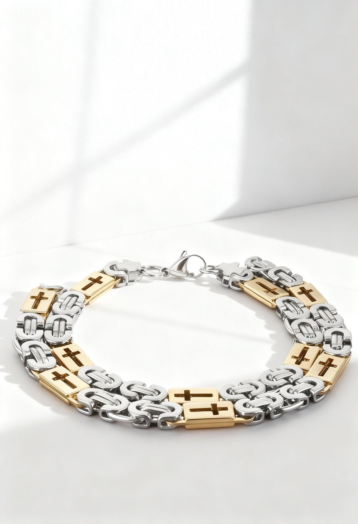 Men's 316L Stainless Steel Hollow Necklace/Bracelet Set, Length: 55cm/22cm Fashion Accessory - Menloft