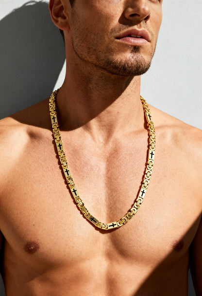 Men's 316L Stainless Steel Hollow Necklace/Bracelet Set, Length: 55cm/22cm Fashion Accessory - Menloft